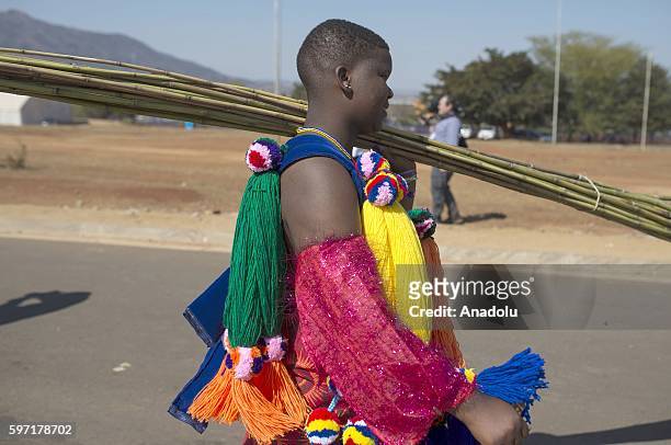 The people of Swaziland participate the Swazi's cultural ceremony, Umhlanga Festival at Ludzidzini Royal Village in Swaziland, Lobamba, South Africa...