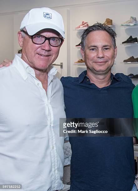 New York Jets Owner Woody Johnson and Jason Binn attend the Breakfast and Mimosas At Blue & Creamat Blue & Cream on August 28, 2016 in East Hampton,...