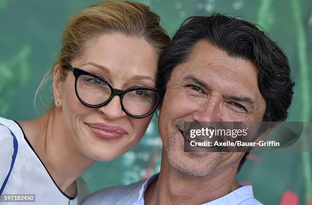 Actor Lou Diamond Phillips and wife Yvonne Boismier Phillips arrive at the premiere of Focus Features' 'Kubo And The Two Strings' at AMC Universal...
