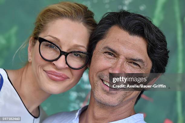 Actor Lou Diamond Phillips and wife Yvonne Boismier Phillips arrive at the premiere of Focus Features' 'Kubo And The Two Strings' at AMC Universal...