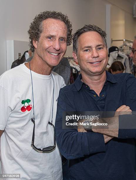 Daniel Glass and Jason Binn attend the Breakfast and Mimosas At Blue & Creamat Blue & Cream on August 28, 2016 in East Hampton, New York.