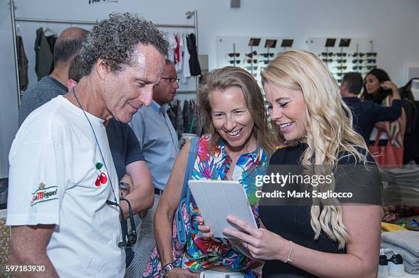 Daniel Glass, Deborah Glass and Holly Finn attend the Breakfast and Mimosas At Blue & Creamat Blue & Cream on August 28, 2016 in East Hampton, New...