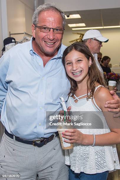 Neil Sroka and Gracie Lebersfeld attend the Breakfast and Mimosas At Blue & Creamat Blue & Cream on August 28, 2016 in East Hampton, New York.