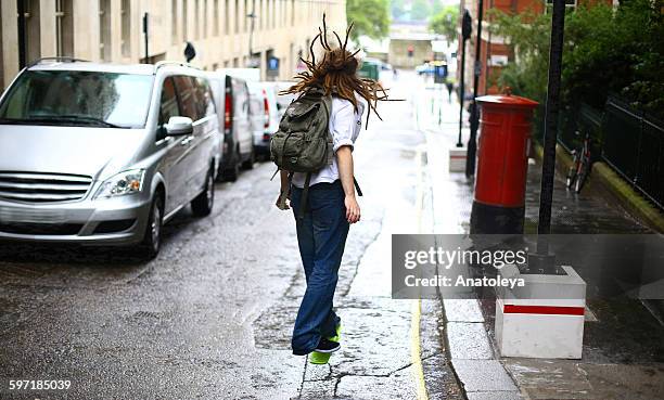 guy on a hoverboard - anatoleya stock pictures, royalty-free photos & images