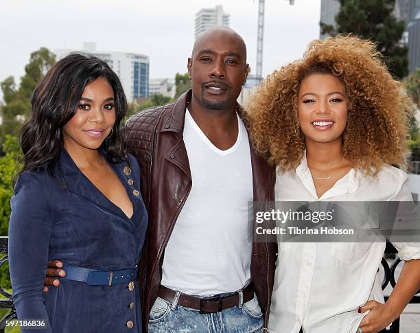 Regina Hall, Jaz Sinclair and Morris Chestnut attend the photo call for 'When The Bough Breaks' at The London Hotel on August 27, 2016 in West...