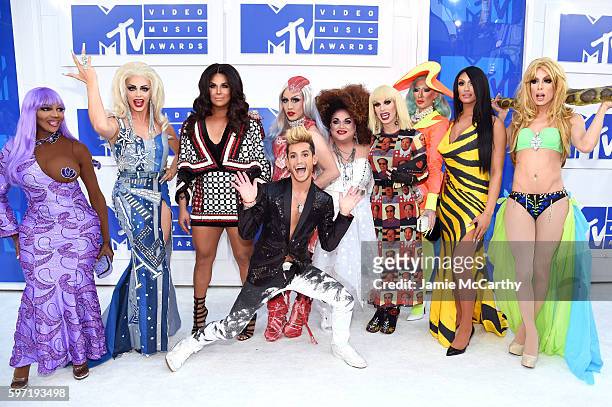 Rupaul's Drag Race All Stars and Frankie Grande attend the 2016 MTV Video Music Awards at Madison Square Garden on August 28, 2016 in New York City.