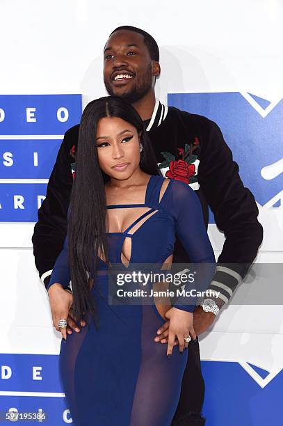 Nicki Minaj and Meek Mill attend the 2016 MTV Video Music Awards at Madison Square Garden on August 28, 2016 in New York City.