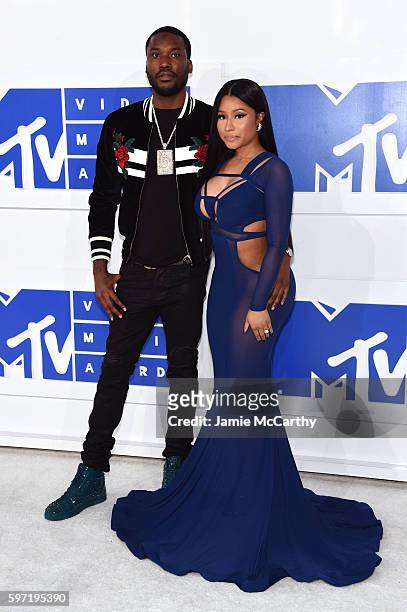 Nicki Minaj and Meek Mill attend the 2016 MTV Video Music Awards at Madison Square Garden on August 28, 2016 in New York City.
