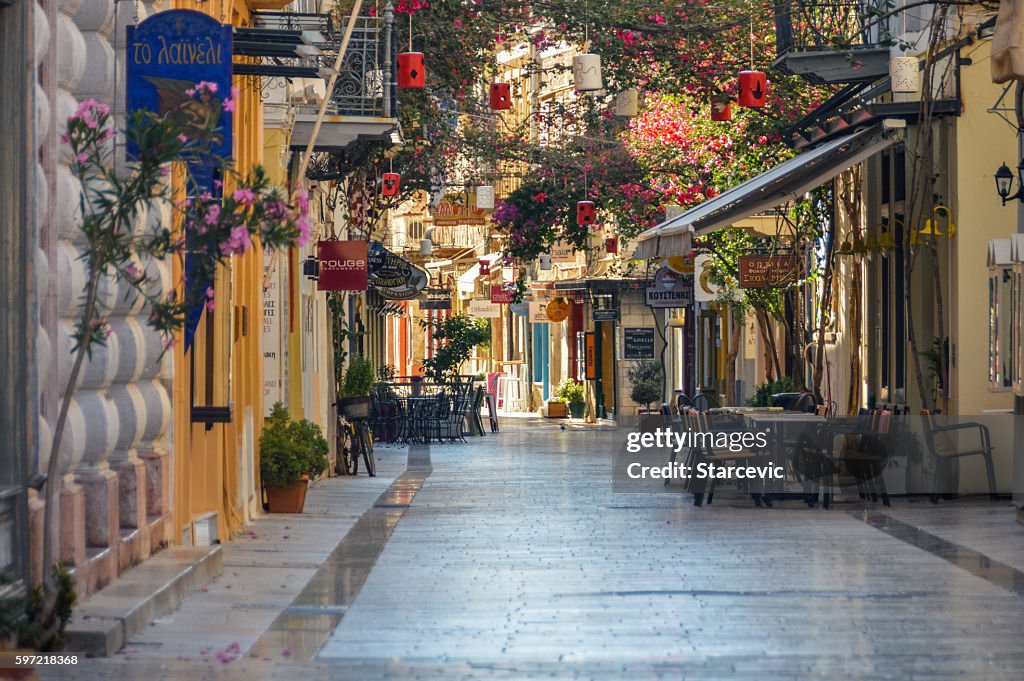 Colorful streets of Greek town - Nafplio, Greece