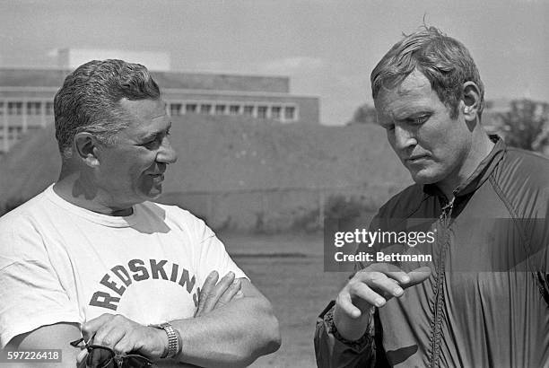 Washington Redskin Coach Vince Lombardi Sonny Jurgensen during first day's training.