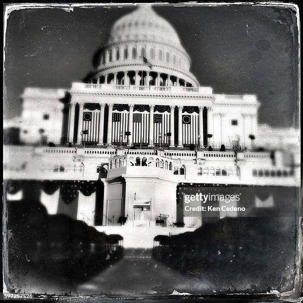 Chairs line the isle January 19, 2013 where President Barack Obama will walk down on the Jan 21, for the 57th Inauguration and taking the oath of...