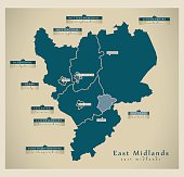 Modern Map - East Midlands UK