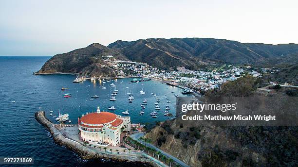 catalina island's famous landmark, the casino. - avalon catalina island california stockfoto's en -beelden