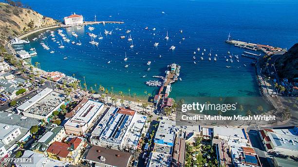 catalina island's famous landmark, the casino. - catalina island stock-fotos und bilder