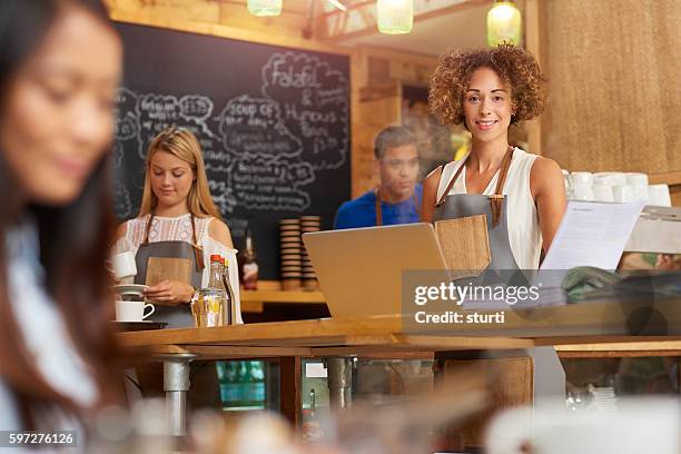 coffee shop owner - bookie board stock pictures, royalty-free photos & images