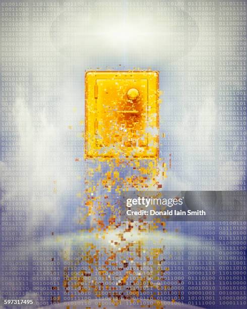 pixelated safe in sky - technology or innovation photos et images de collection