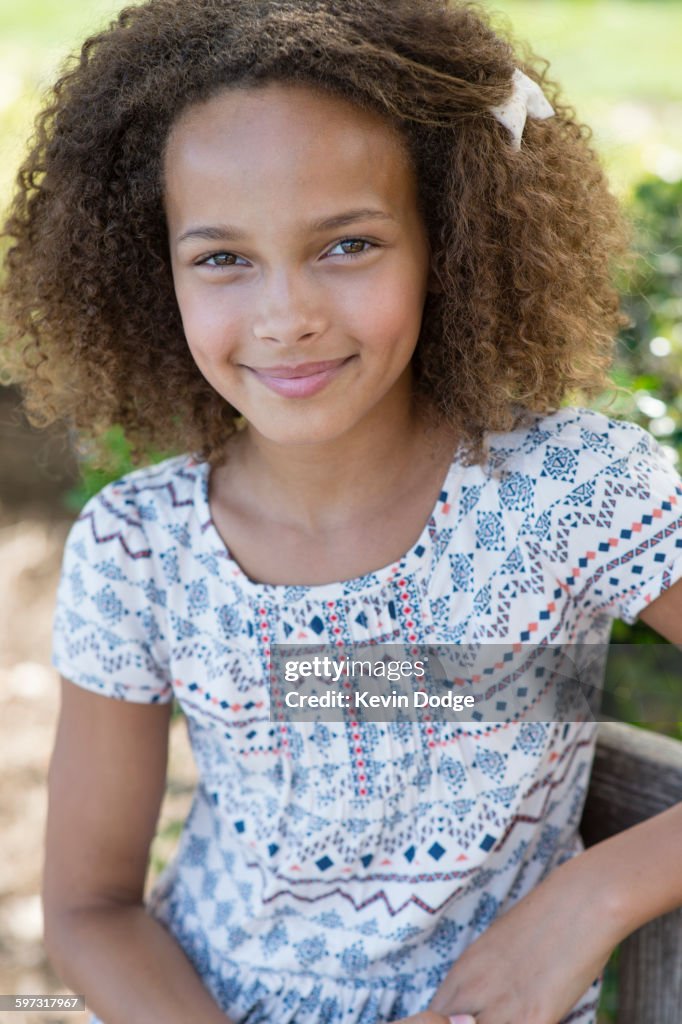 Mixed Raced Mixed Race Girl Smiling Outdoors High-Res Stock Photo - Getty Images