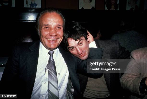 Jake LaMotta and Robert De Niro at Sardi's circa 1981 in New York City.