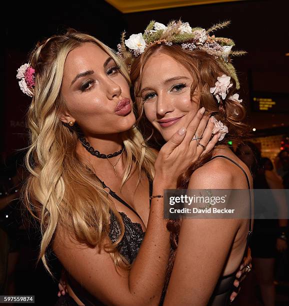 Playboy Playmate Heather Rae Young and Dominique Jane attend the Playboy Midsummer Night's Dream party at the Marquee Nightclub at The Cosmopolitan...