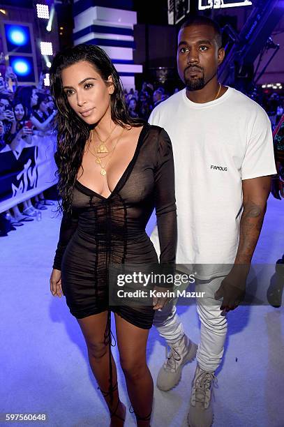 Kim Kardashian West and Kanye West attend the 2016 MTV Video Music Awards at Madison Square Garden on August 28, 2016 in New York City.