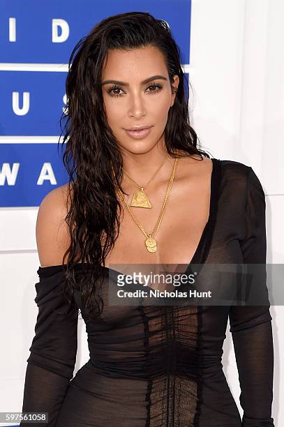 Personality Kim Kardashian West attends the 2016 MTV Video Music Awards at Madison Square Garden on August 28, 2016 in New York City.