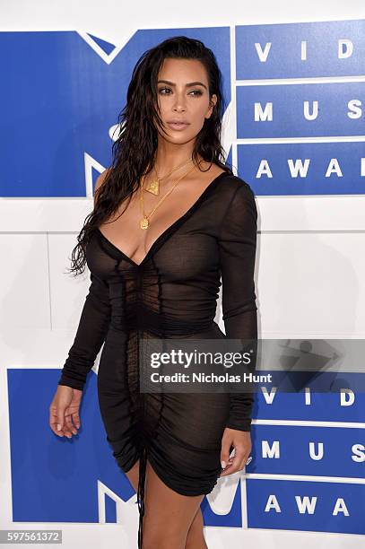 Personality Kim Kardashian West attends the 2016 MTV Video Music Awards at Madison Square Garden on August 28, 2016 in New York City.