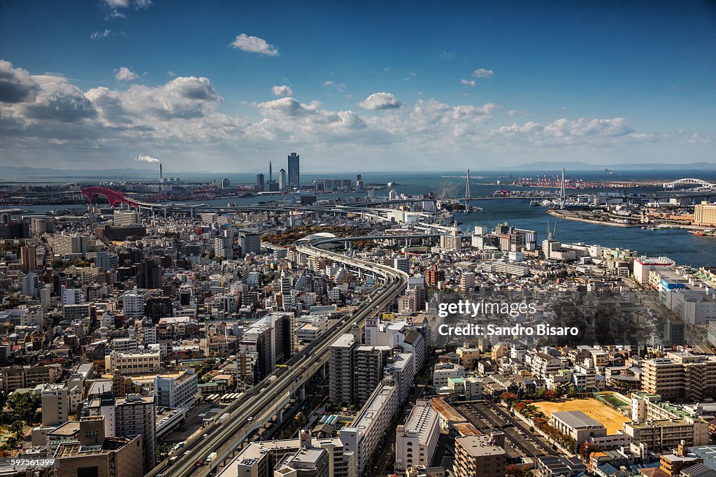 Osaka Bay Skyline on a clear day