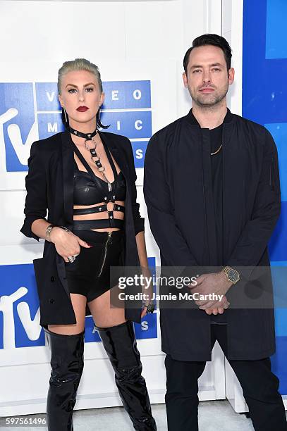 Sarah Barthel and Josh Carter of Phantogram attend the 2016 MTV Video Music Awards at Madison Square Garden on August 28, 2016 in New York City.