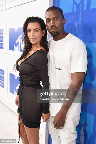 Kim Kardashian West and Kanye West attends the 2016 MTV Video Music Awards at Madison Square Garden on August 28, 2016 in New York City.