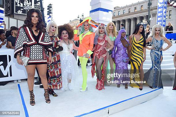 Rupaul's Drag Race All Stars attend the 2016 MTV Video Music Awards at Madison Square Garden on August 28, 2016 in New York City.