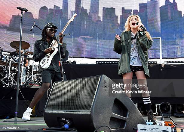 Recording artist Dev Hynes aka Blood Orange and singer Sky Ferreira perform onstage during FYF Fest 2016 at Los Angeles Sports Arena on August 28,...