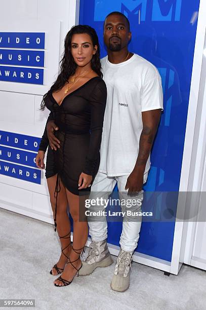 Kim Kardashian and Kanye West attend the 2016 MTV Video Music Awards on August 28, 2016 in New York City.
