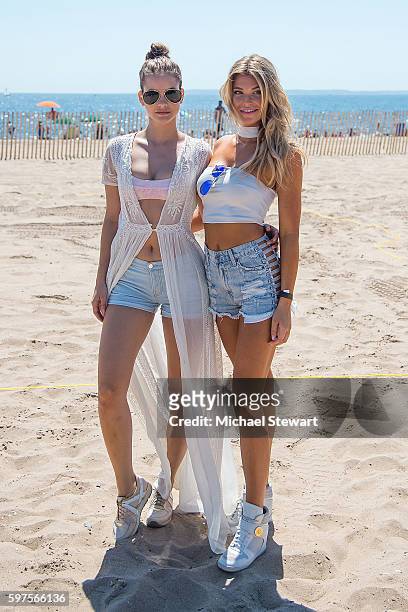 Models Barbara Palvin and Samantha Hoopes attend the 2016 Sports Illustrated Summer of Swim Fan Festival & Concert at the Ford Amphitheater at Coney...