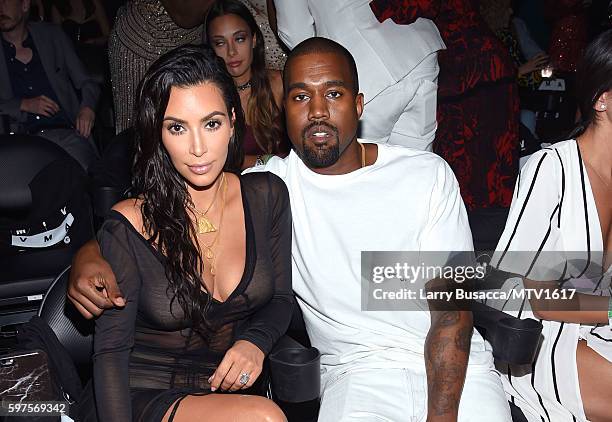 Kim Kardashian and Kanye West attend the 2016 MTV Video Music Awards on August 28, 2016 in New York City.