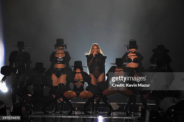 Beyonce performs onstage during the 2016 MTV Video Music Awards at Madison Square Garden on August 28, 2016 in New York City.