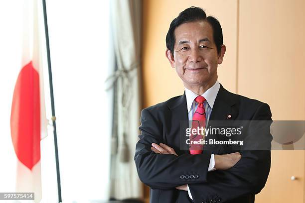 Kozo Yamamoto, Japan's minister of regional revitalization, poses for a photograph during an interview in Tokyo, Japan, on Friday, Aug. 26, 2016....
