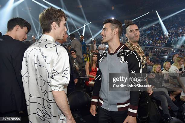 Troye Sivan and Joe Jonas attend the 2016 MTV Music Video Awards at Madison Square Gareden on August 28, 2016 in New York City.