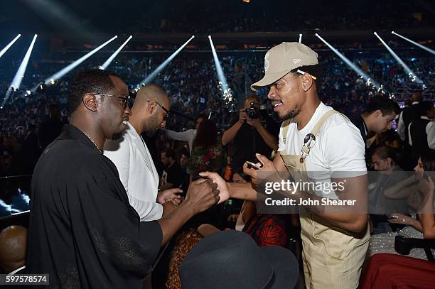 Sean Combs and Chance the Rapper attend the 2016 MTV Music Video Awards at Madison Square Gareden on August 28, 2016 in New York City.