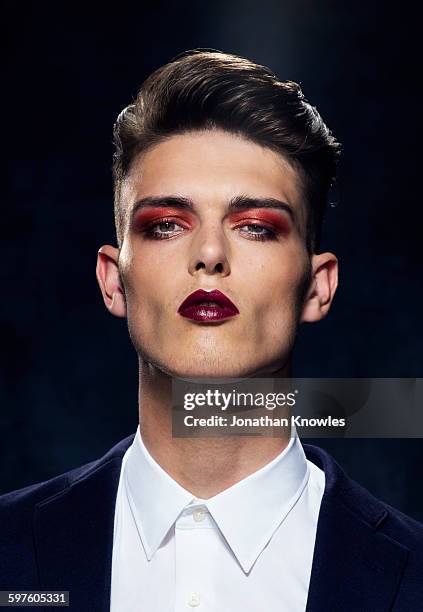 young man in strong make-up - beautiful transvestite stock pictures, royalty-free photos & images