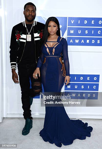 Nicki Minaj and Meek Mill attend the 2016 MTV Video Music Awards at Madison Square Garden on August 28, 2016 in New York City.