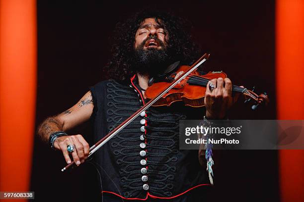 Lebanese violonist of Armenian descent Ara Malikian performs during the cultural summer nights at Cathedral square in Zamora, northwest Spain, on...