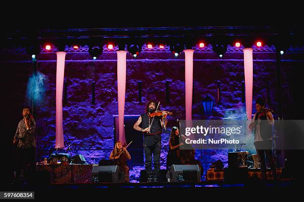 Lebanese violonist of Armenian descent Ara Malikian performs during the cultural summer nights at Cathedral square in Zamora, northwest Spain, on...