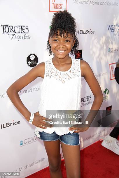 Actress Mia Moore attends the 4th Annual Kailand Obasi Hoop-Life Fundraiser at USC Galen Center on August 28, 2016 in Los Angeles, California.