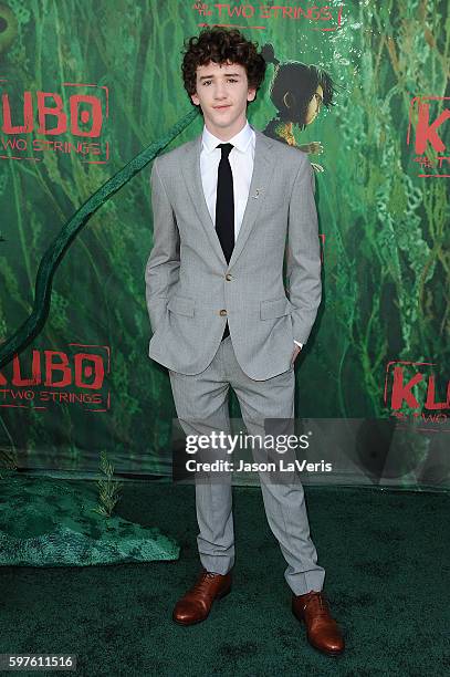 Actor Art Parkinson attends the premiere of "Kubo and the Two Strings" at AMC Universal City Walk on August 14, 2016 in Universal City, California.