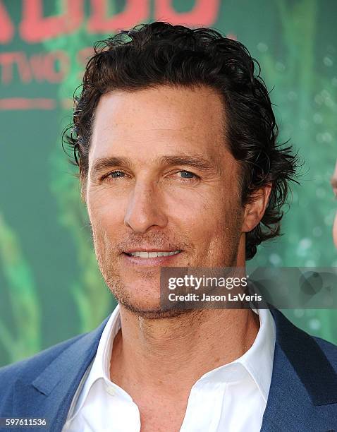 Actor Matthew McConaughey attends the premiere of "Kubo and the Two Strings" at AMC Universal City Walk on August 14, 2016 in Universal City,...