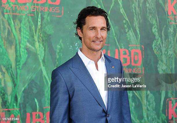 Actor Matthew McConaughey attends the premiere of "Kubo and the Two Strings" at AMC Universal City Walk on August 14, 2016 in Universal City,...