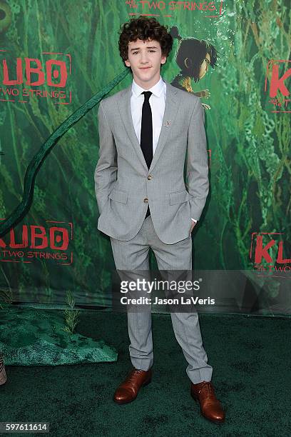 Actor Art Parkinson attends the premiere of "Kubo and the Two Strings" at AMC Universal City Walk on August 14, 2016 in Universal City, California.