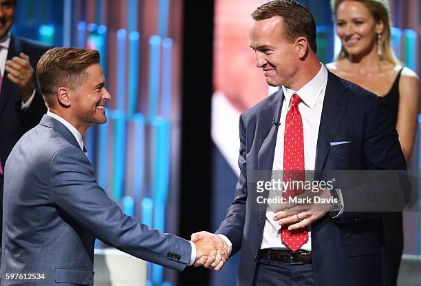 Rob Lowe and Peyton Manning attend The Comedy Central Roast Of Rob Lowe held at Sony Studios on August 27, 2016 in Los Angeles, California.
