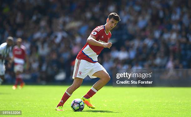 Middlesbrough player Daniel Ayala in action during the Premier League match between West Bromwich Albion and Middlesbrough at The Hawthorns on August...