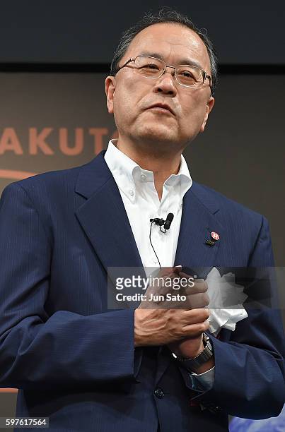Of KDDI Takashi Tanaka attends the press conference for 'Au x Hakuto Moon Challenge' on August 29, 2016 in Tokyo, Japan.